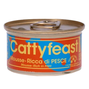 קטיפיסט – מוס עשיר בדגים שימורי מזון מלא לחתולים מסורסים CattyFeast - Mousse Rich in Fish